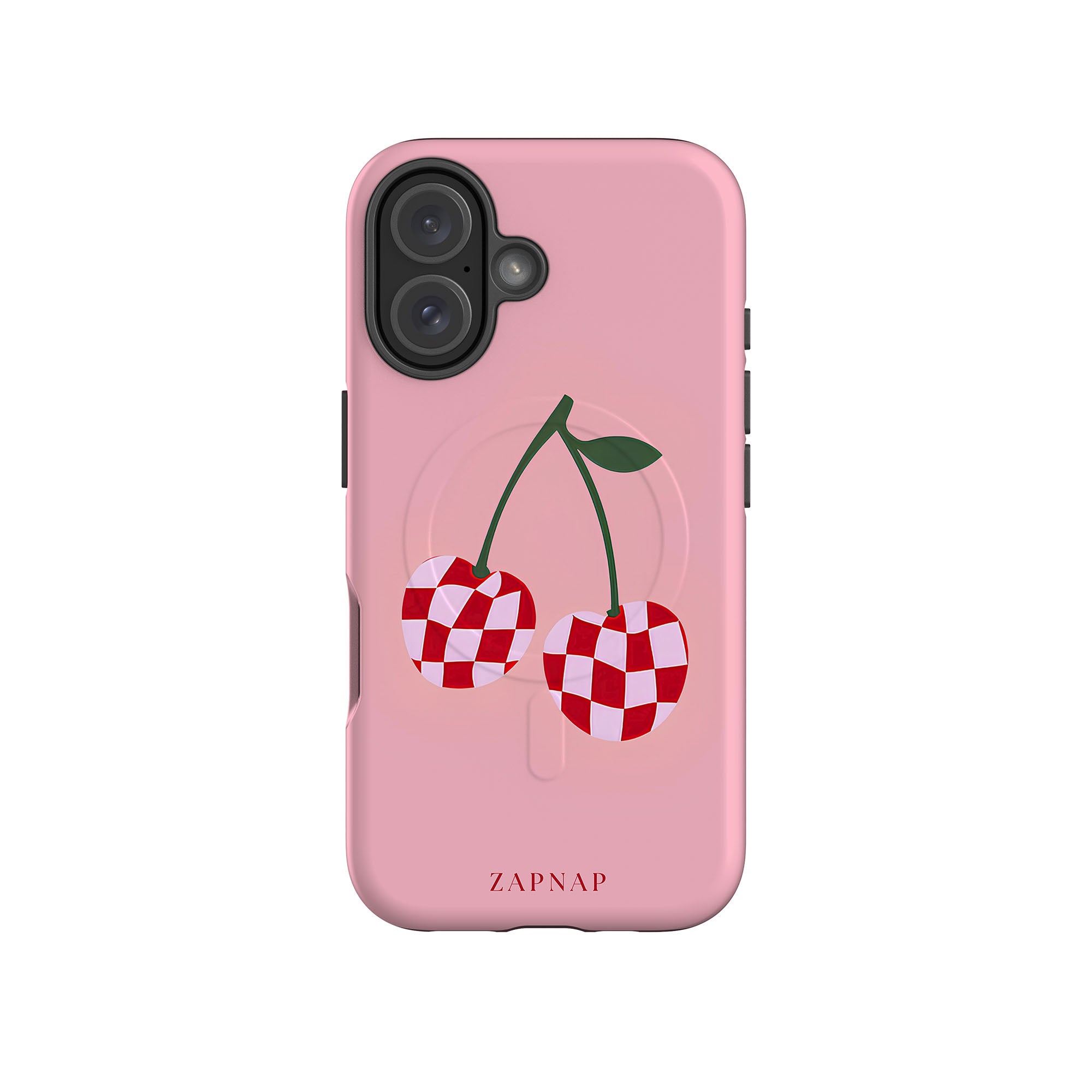 Checkered Cherry MagSafe Phone Case For iPhone 16 Pro Max 16 15 14