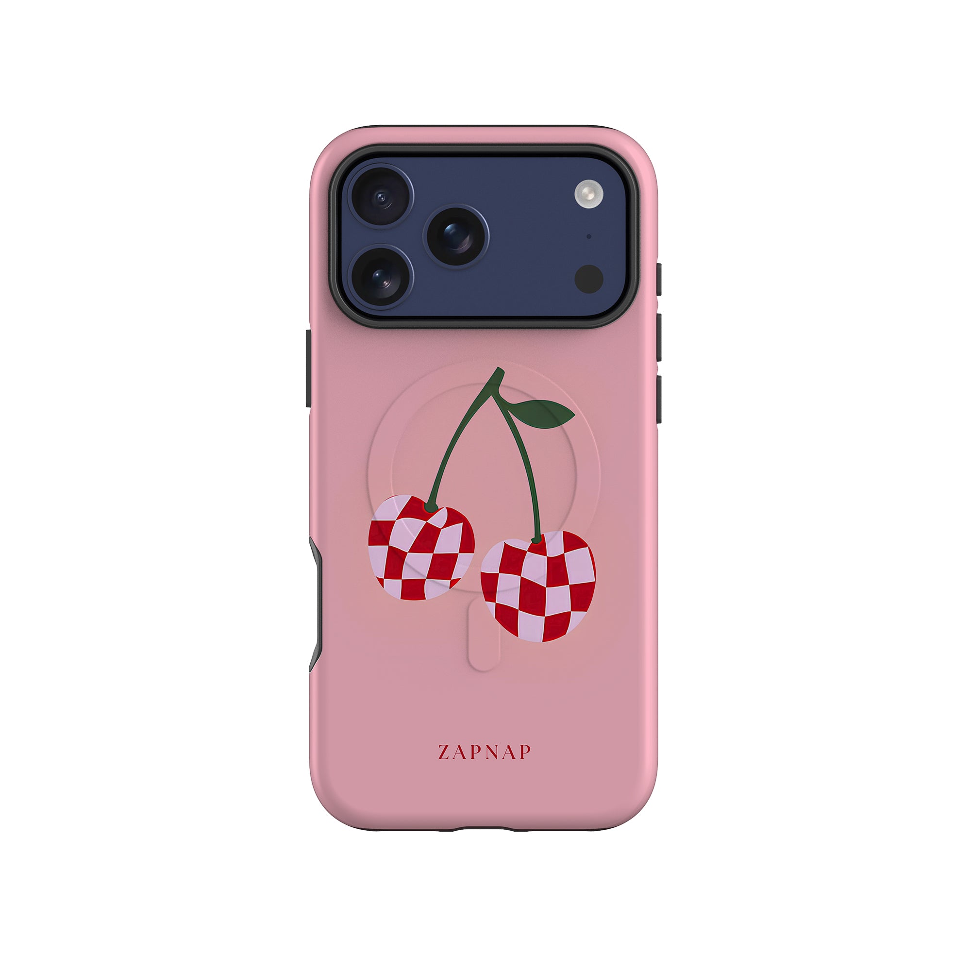Checkered Cherry MagSafe Phone Case For iPhone 16 Pro Max 16 15 14